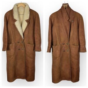 Vintage Ardney Authentic Shearling Lined Genuine Leather Double Breasted Coat